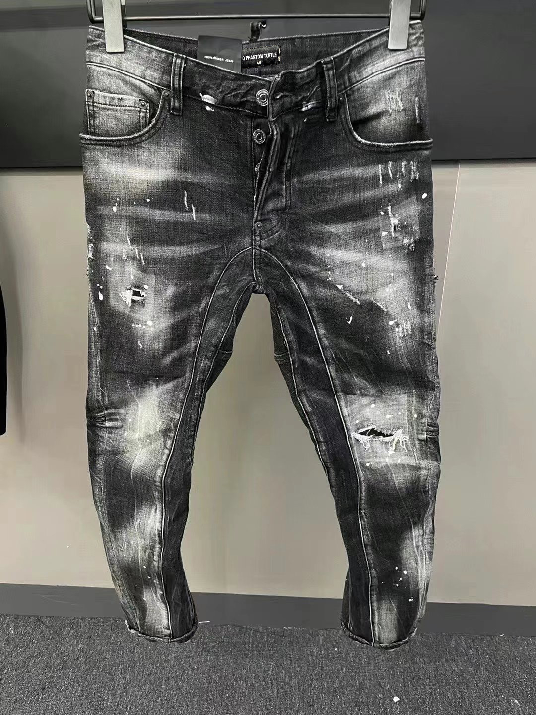 DSQ PHANTOM TURTLE Jeans pour hommes Classique Mode Homme Jeans Hip Hop Rock Moto Mens Casual Design Ripped Jeans Distressed Skinny Denim Biker J