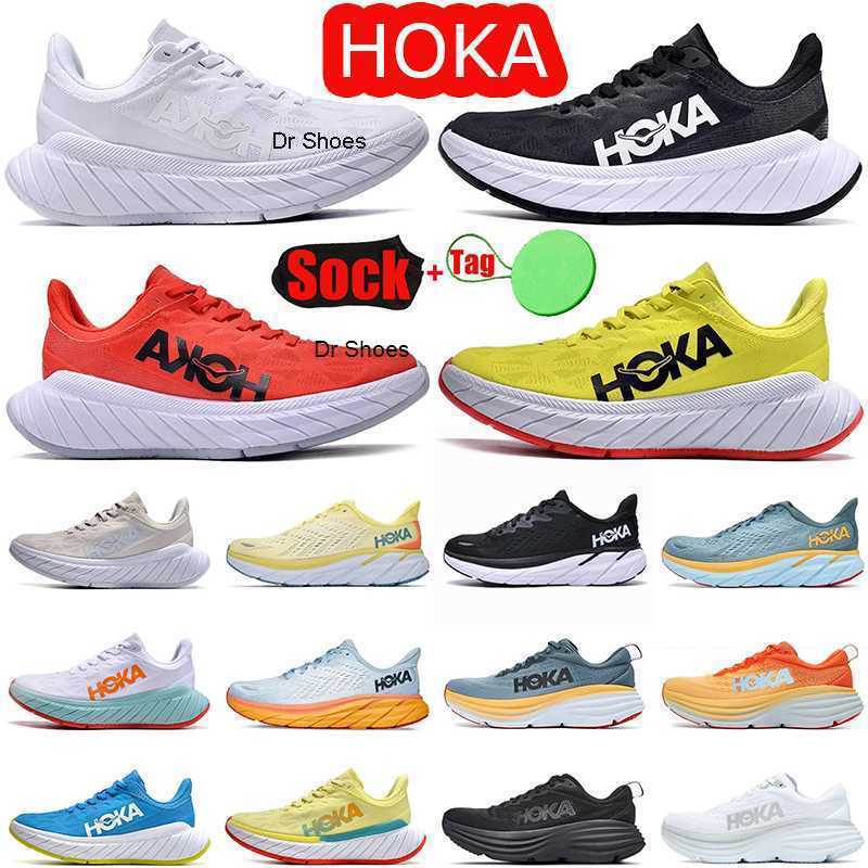 

2023 designer hoka one bondi 8 casual shoes mens women clifton carbon X 2 climbing sneakers clifton kawana challenger shock absorption, #1 carbon x 2 (1) triple white