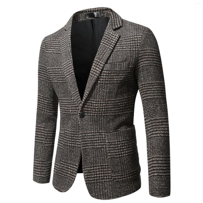 

Men's Suits Men Woolen Blazers Slim Fit Jacket 2023 Spring Autumn Fashion Solid Wedding Dress Casual Business Male Suit Coat Clothing, Dark grey