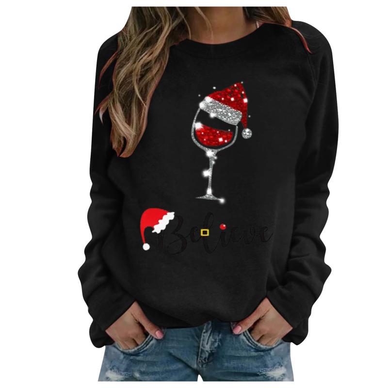 

Women' Hoodies & Sweatshirts Clothes 2023 Winter Autumn Harajuku Pullover Sweatshirt Women Chirstmas Giraffe Printed O-neck Casual Tops Lon, White