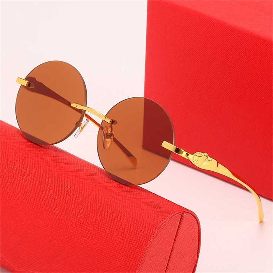 

new leopard head men's frameless Street Photo fashion glasses sunglasses