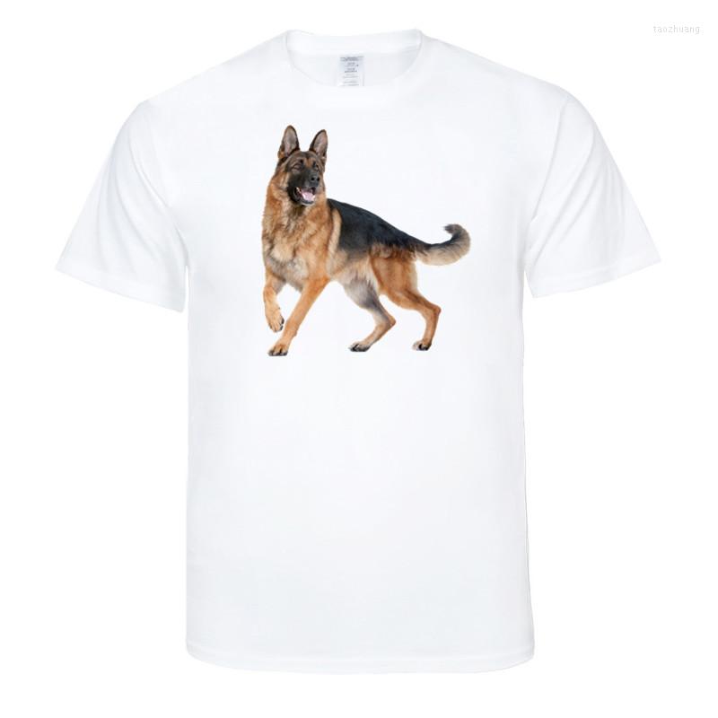 

Men's T Shirts German Shepherd Summer Casual T-shirts Printed Tops Men Cotton Short Sleeve Tees Hip Hop Shirt, White
