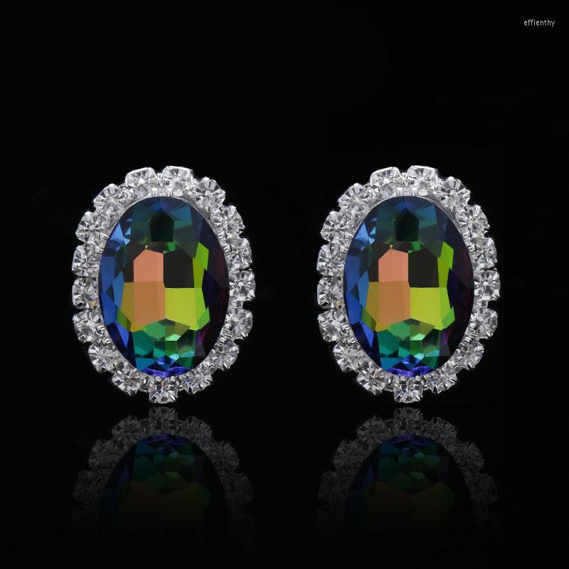 

Stud Earrings Colorful Imitation Gemstone Ear For Women Rhinestone Crystal Wedding Bridal Jewelry Accessories