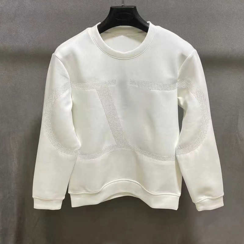 

big V embroidered sweatshirt men women sweaters vt designer sweater long-sleeved tshirt round neck coat pullover shirt stretch cotton casual hoodie, Black-pd