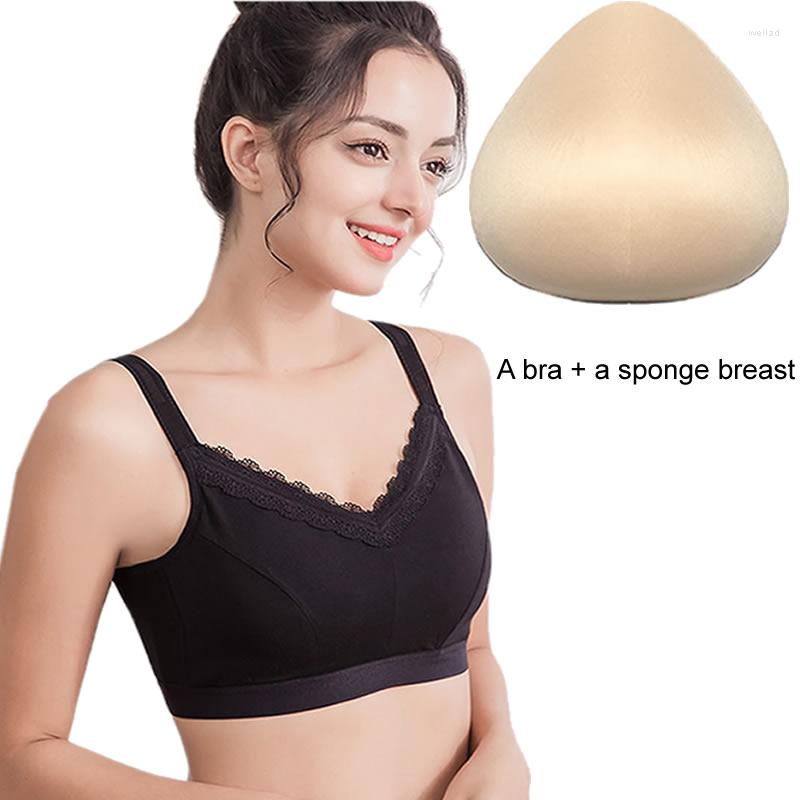 

Bras Bra Mastectomy Sponge Prosthesis Breast Formation Fake Enhancer, Gray