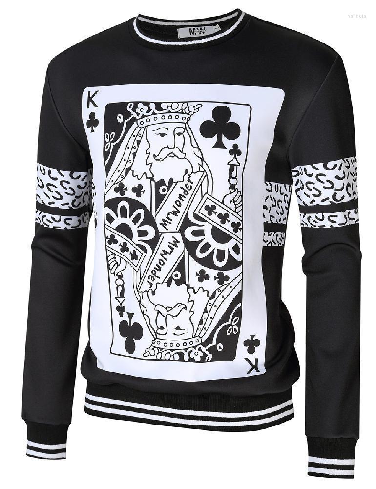 

Men's Hoodies ZACOO MrWonder Casual 3D Poker Print Crewneck Long Sleeve Pullover Sweatshirt, Black