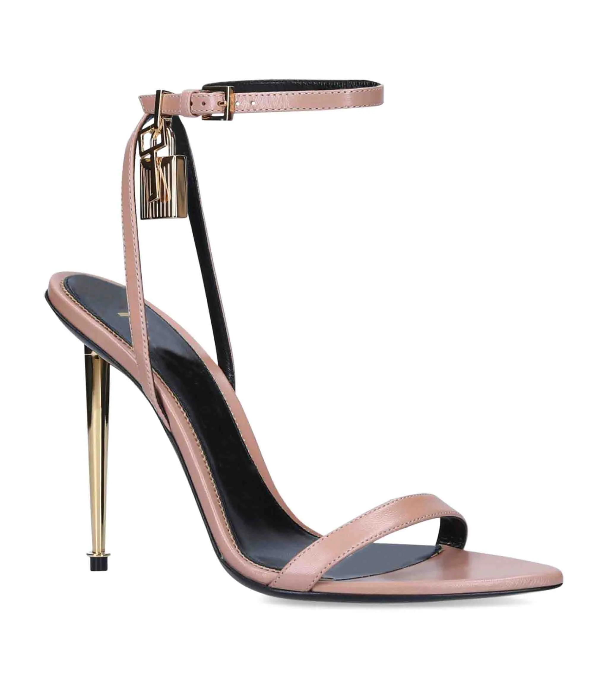 

Tom-f-sandal sandal pointy toe padlock Lock 105mm gold heels Bicolor Ankle-Strap Sandals naked leather pop heel sandals 35-44EU