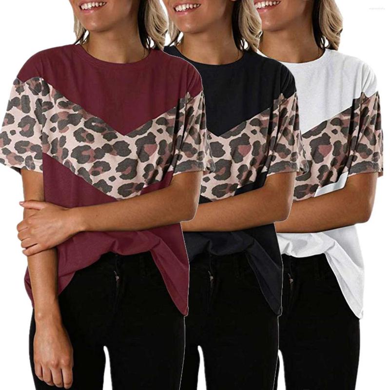 

Men' T Shirts Women' Leopard Printed Top Round Neck Pullover Short Sleeve T-Shirt, Black