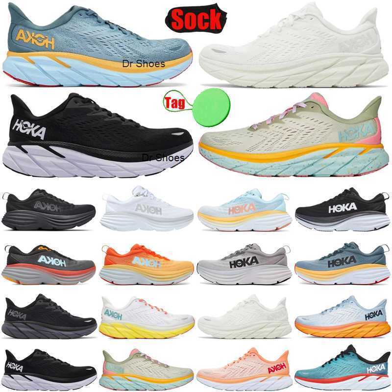 

hoka hokas one bondi clifton 8 shoes running for mens womens shoe Black white trainers sneakers wholesale, #3 black white