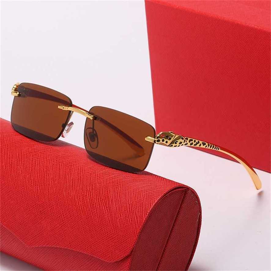 

New leopard head men's frameless small box paint legs personalized Street Sunglasses