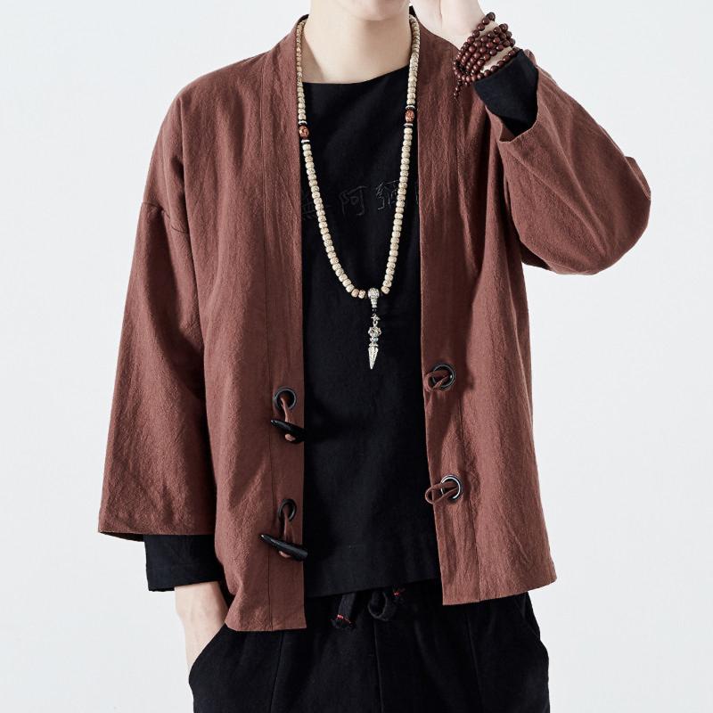 

Men's Jackets Fashion Men Japanese Yukata Casual Coat Kimono Cardigan Solid Colors Long Sleeve Cotton Vintage Loose Tops Outwear#g3Men's, Black