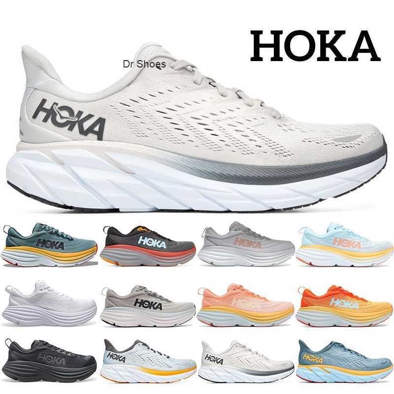 

2023 Outdoor running shoes men womens hoka bondi 8 Clifton Triple White black Harbor Mist Summer Song Blue Lunar Rock runner mens sports