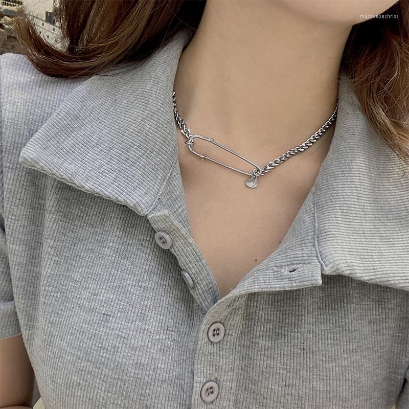 

Chains Unique Paper Clip Safety Pin Pendent Necklace For Women Stainless Steel Punk Style Paperclip Clavicle Chain Necklaces Jewelry