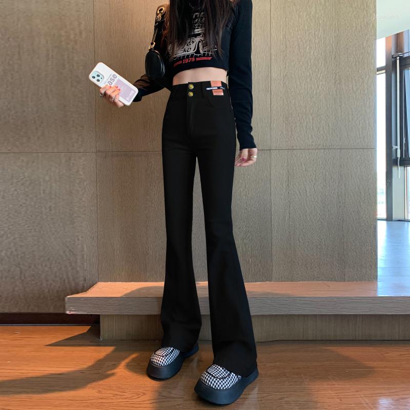 

Women's Jeans Slim High Waist Slightly Flared Women's Spring Casual Pants Black Women Clothing