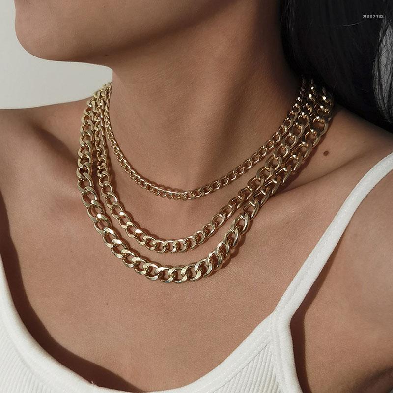 

Chains Vintage Multilayer Thick Necklace For Women Punk Exaggerated Alloy Geometric Clavicle Necklaces Jewelry Hiphop Style