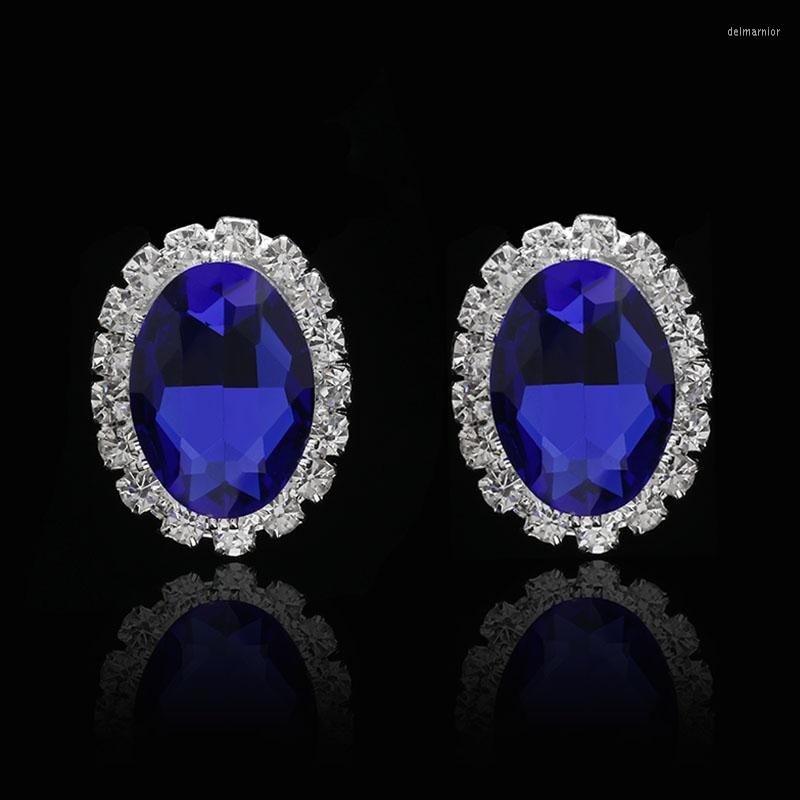 

Stud Earrings Royal Blue Imitation Gemstone Ear For Women Crystal Rhinestone Wedding Bridal Jewelry Accessories