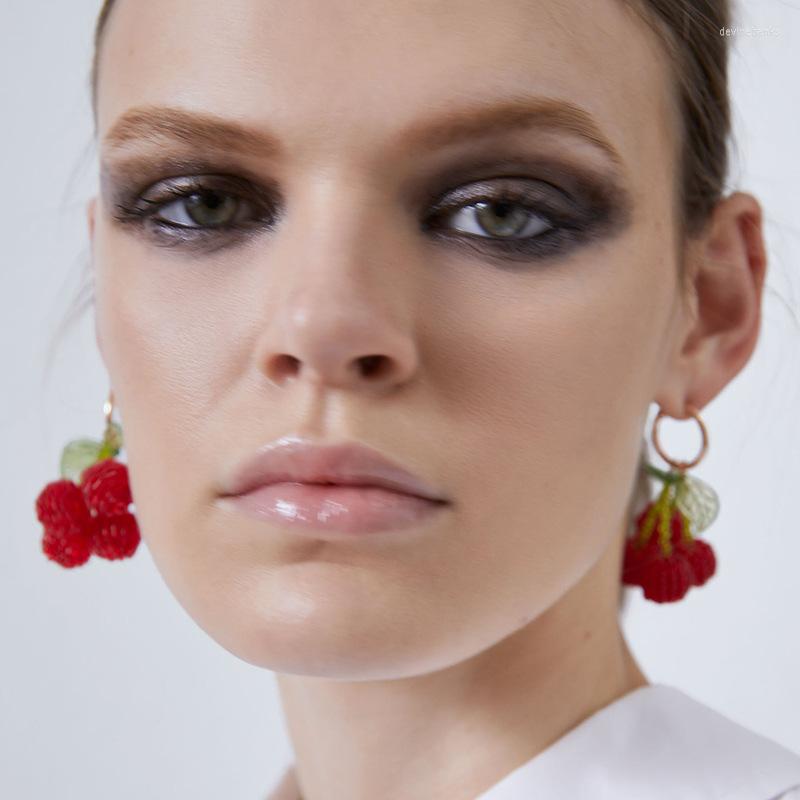 

Dangle Earrings Korean Style Lovely Red Crystall Cherry Shape Earings For Girl