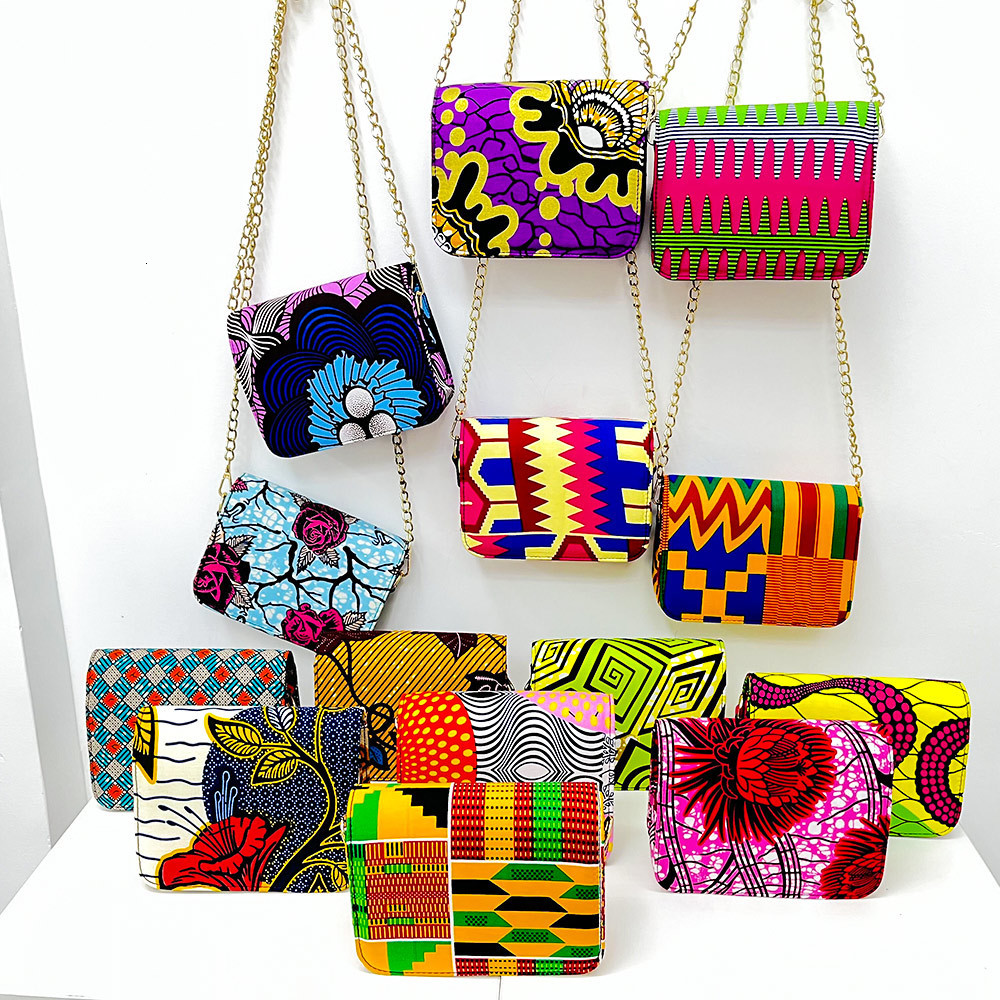 

Waist Bags African Fashion Ankara Print High Quality Mini Traditional Cotton Wax Woman 230313, Ivory