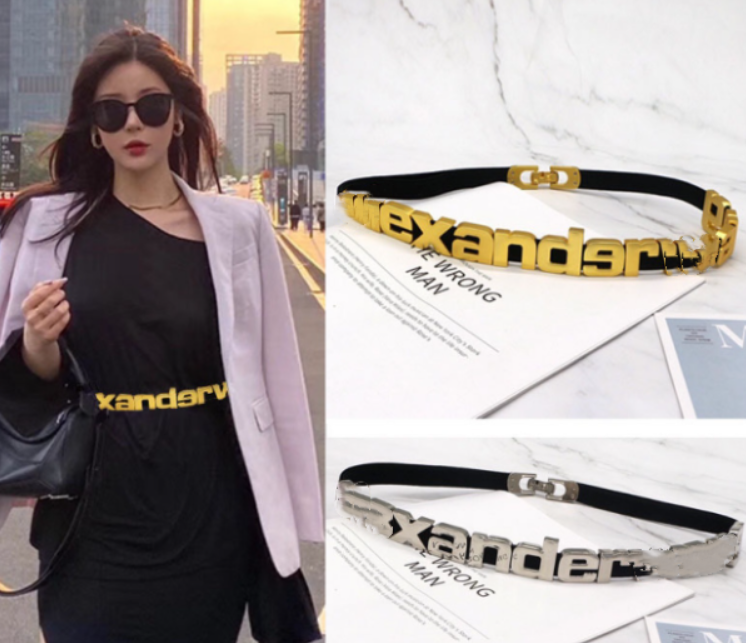 

Stretch Metallic Belt Female Ornament Ins Style Match with Coat Dress Fine Stretch Belts Cummerbund American, Aspic