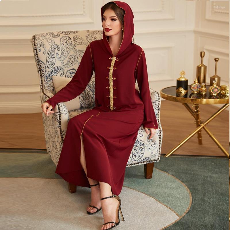 

Ethnic Clothing 2023 Winter Wear Diamond Hooded Robe Women Long Dress Muslim Embroidery Abaya Dubai Luxury Islamic Cardigan