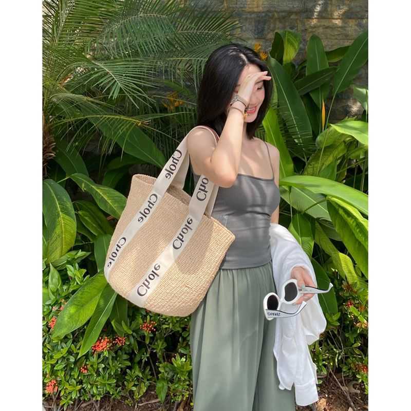 

woody designer tote bag straw woven handwoven womens summer new beach holiday singleshoulder cane large capacity wytz