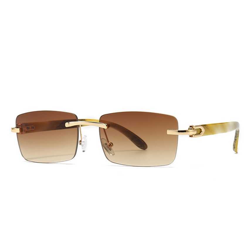 

Sunglasses 2023 new 2A369 fashion small frame metal frameless sunglasses for men and women