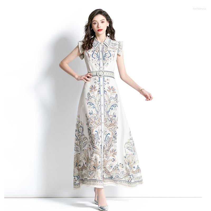 

Ethnic Clothing 2023 Spring Shirt Dresses Print Abayas Women Sleeveless Middle East Arab Indonesia Islamic Vestdios Robe