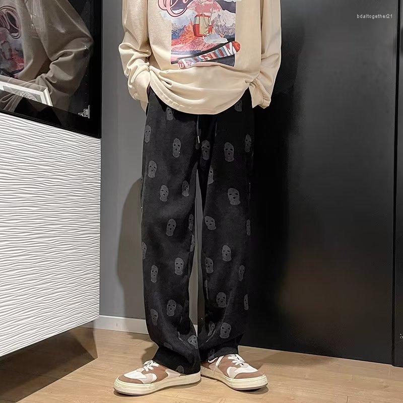 

Men's Pants 2023 American Print Drawstring Casual Men's Retro Loose Straight Leg Spring And Autumn Hiphop Trend, Pink