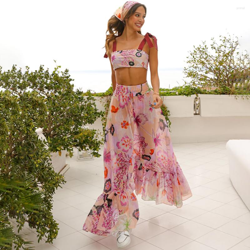 

Women' Swimwear Swimsuit Pink Floral Female Bikini 3 Piece High Waist Cut Backless Bathing Suit Beachwear 2023 Stylish Chiffon Robe