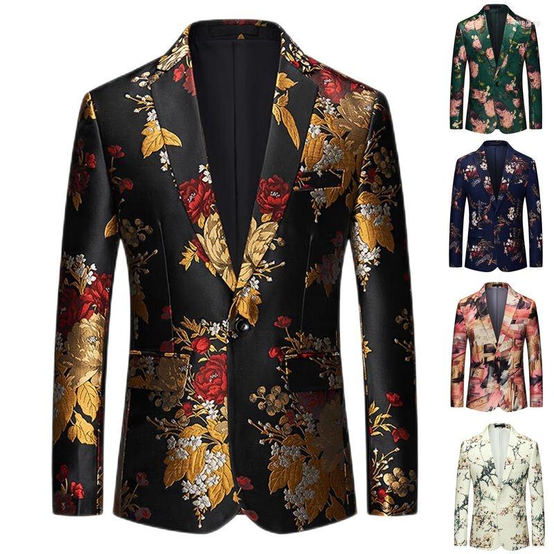 

Men's Suits Spring Autumn Men Floral Chic Blazers, 205 floral