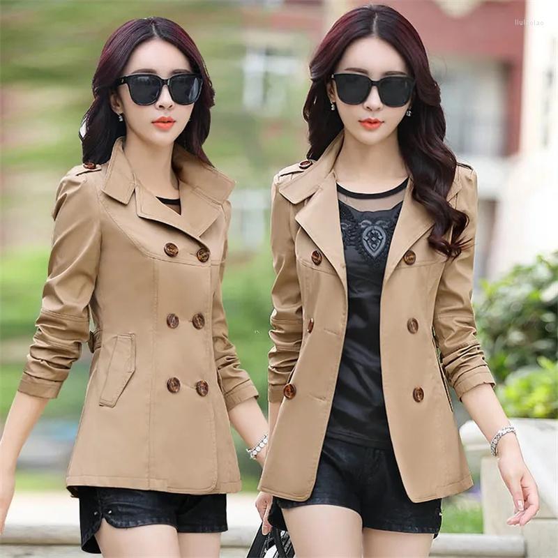 

Women's Trench Coats Coat Women 2023 Fashion Spring Autumn Slim Casual Windbreaker Female Double-Breasted Outerwear Short Tops, Khaki