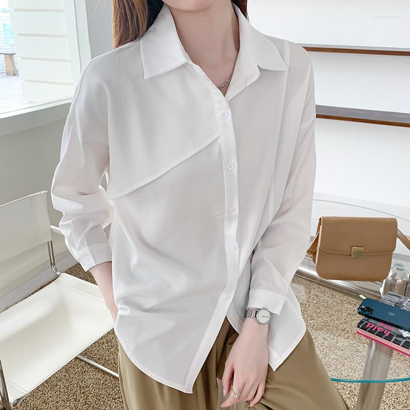 

Women's Blouses Chikichi Long-sleeved Chiffon Shirt Womens Tops 2023 Autumn White Female Commuter Ol Fashion Solid Color Blouse Women, Gray
