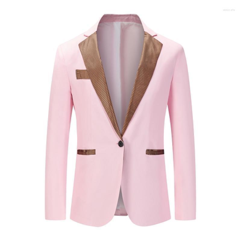 

Men's Suits High Quality One Button White Groom Tuxedos Shawl Lapel Groomsmen Mens Blazers Jacket Wedding Suit M-3Xl For Show Coat, Pink