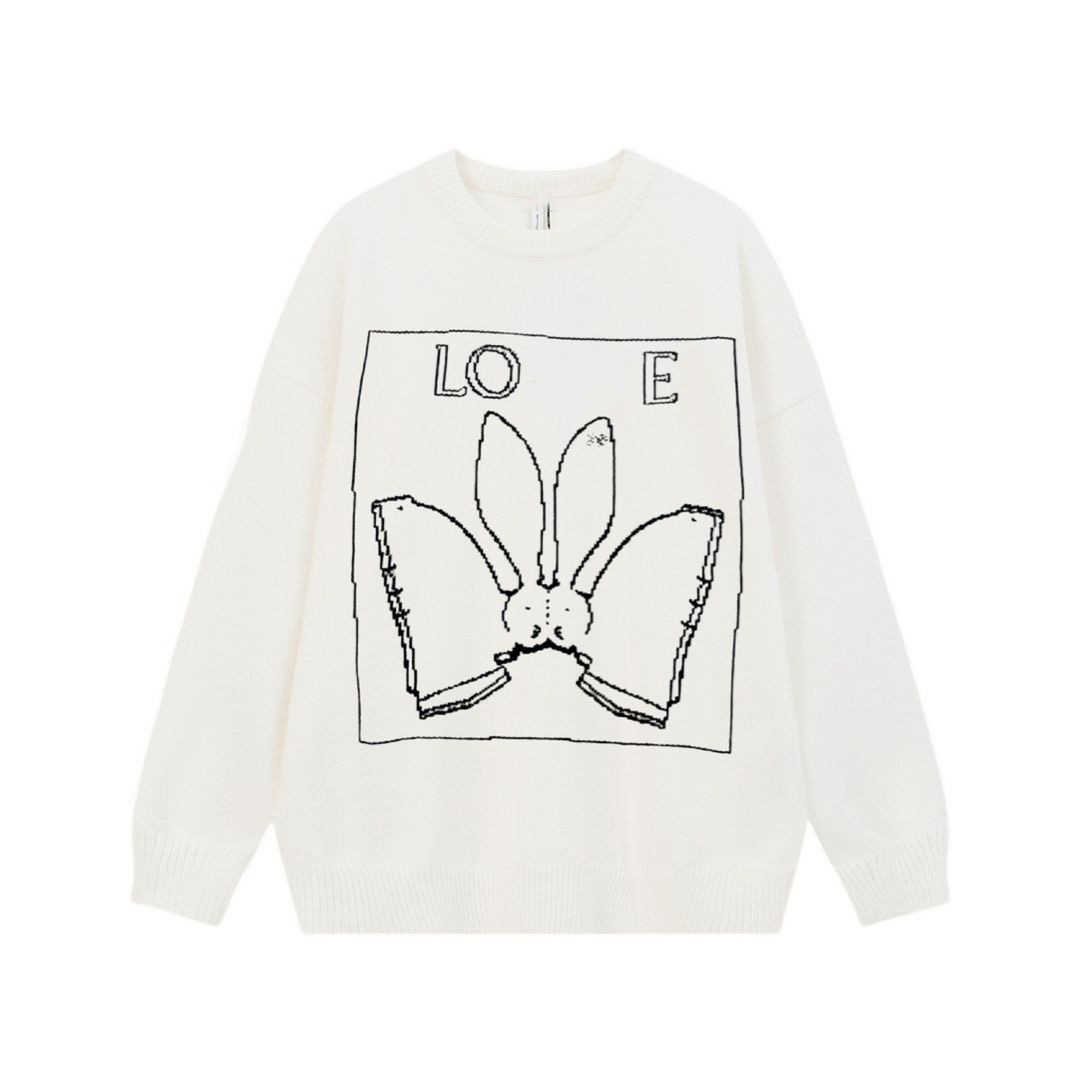 

Designer Luxury Loes Classic Versatile fashion trend 2023 New Rabbit Year Exclusive Jacquard Casual Round Neck Sweater for Men and Women