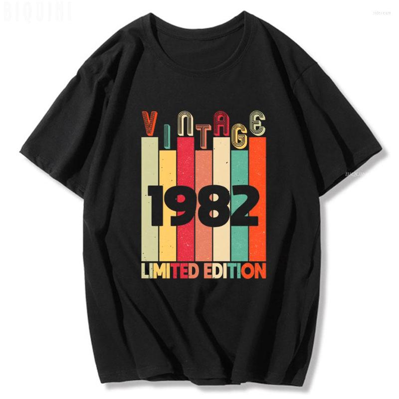 

Men's T Shirts VINTAGE 1982 LIMITED EDITION Shirt 2023 Summer Letter Printed Pure Cotton Men Loose Tops EU Size Short Sleeve Unisex Tees, White02
