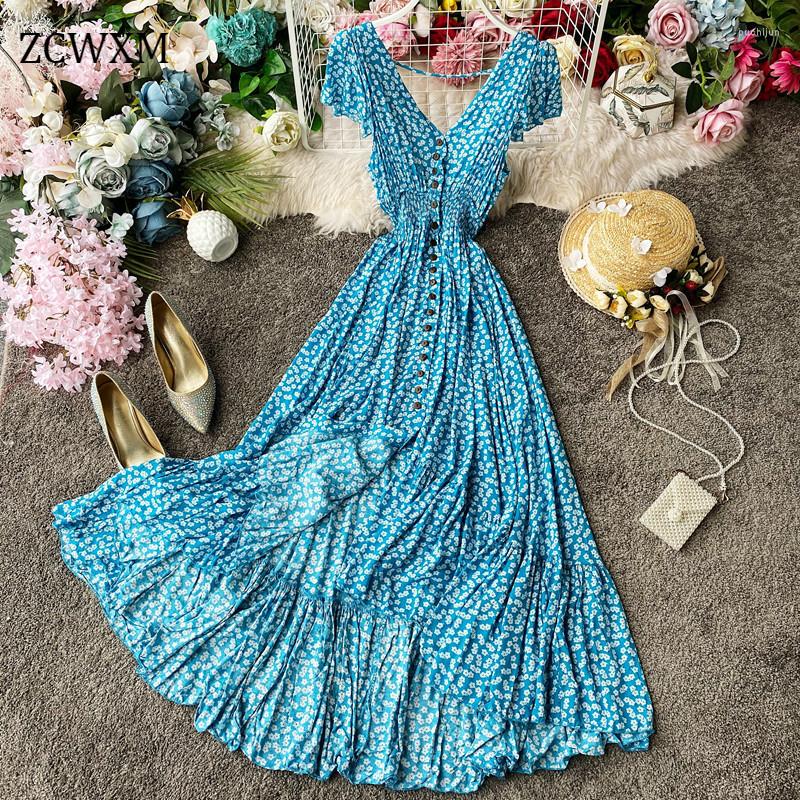 

Casual Dresses Women Dress Elegant Backless V Neck Long Boho Floral Print Single Breasted Hem Asymmetric Yellow Black Vestidos