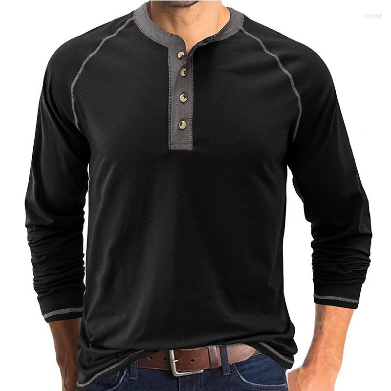 

Men's T Shirts Men Long Sleeved Round Neck Shirt Men's Base Coat Man, Black