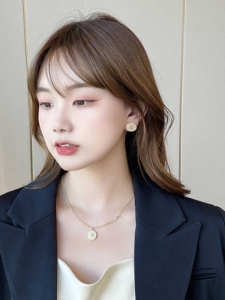 

Pendant Necklaces Charm S925 silver needle French tenderness Rose Flower female advanced sweet Necklace Earrings b259