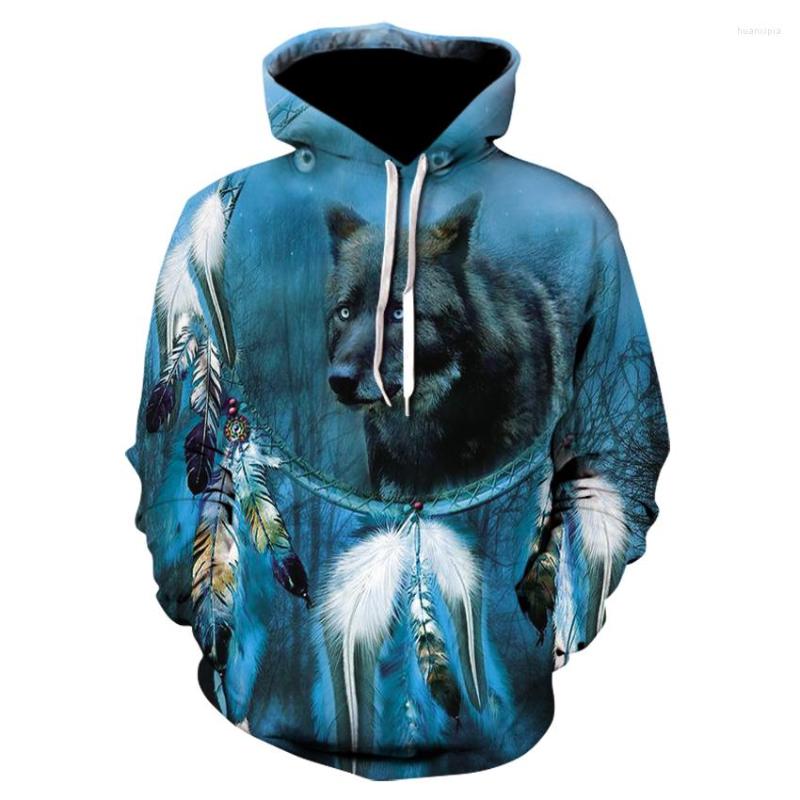 

Men's Hoodies Fashion Hoodie Long Sleeve Wolf Print 2023 Sweatshirt Street Wear Harajuku Top, Picture color