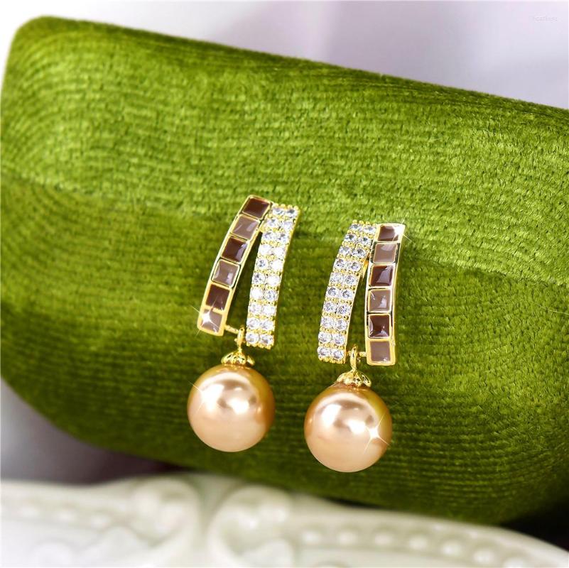 

Hoop Earrings French Elegant Temperament Brown Stripe Oil Dripping Pearl Advanced Earring Small Design Jewelry Daily Wear
