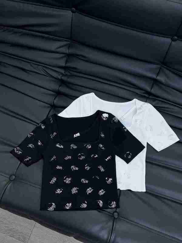 

Women' T-shirt Designer 2023 Luxury Sweaters Sequin Ladies Knitted Pullover Tops Short Sleeve Casual Street Wear Women Sweater DWAF, White