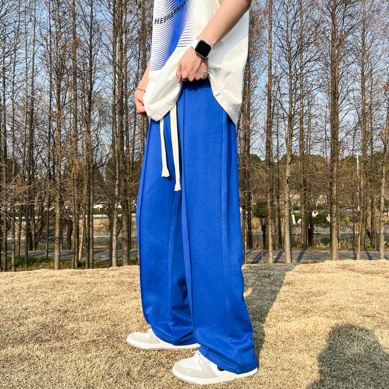 

Men' Pants Legible Spring Summer Wide Leg Men Casual Loose Male Elastic Waist Trousers For ManMen, White