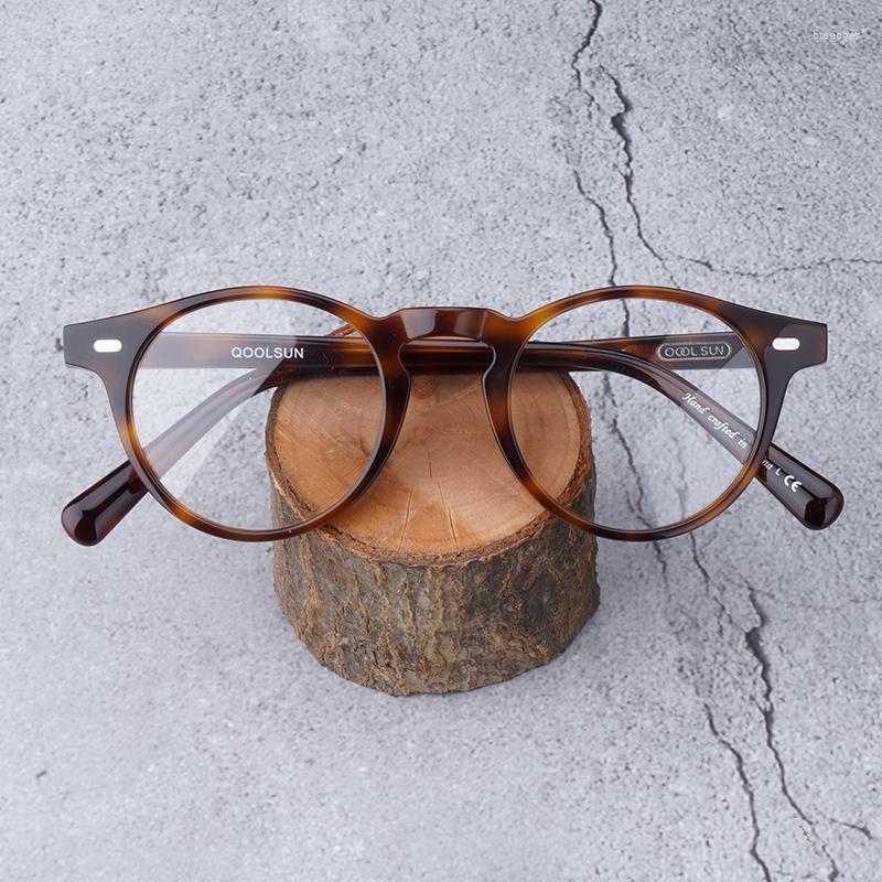 

Sunglasses Frames Round Vintage Acetate Eyeglass Gregory Peck OV5186 Women Myopia Optical Computer Glasses Transparent