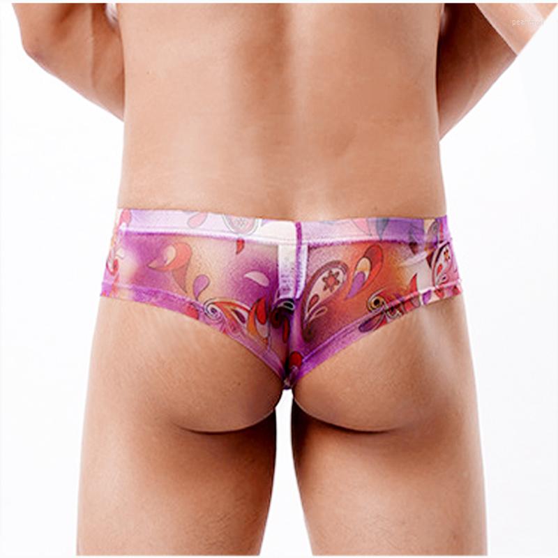 

Underpants Boho Style Perspective Comfortable Small Boxer Pouch Transparent Mens Underwear Sexy Panties Man See Through Mesh Bikini, White