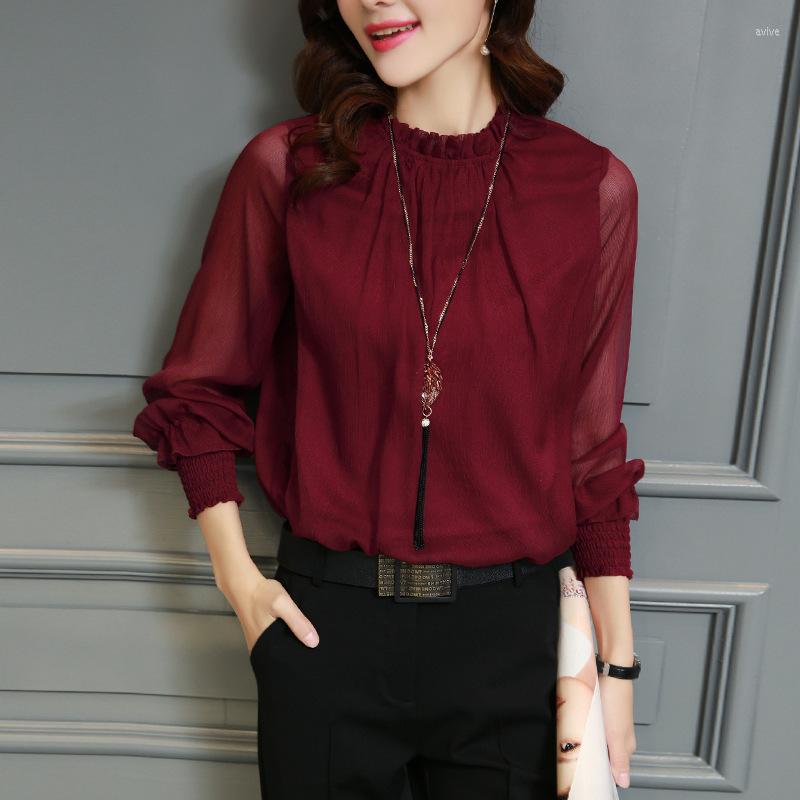 

Women's Blouses Sleeve Stand Neck Work Wear Shirts Elegant L Women Tops Long, Photo3
