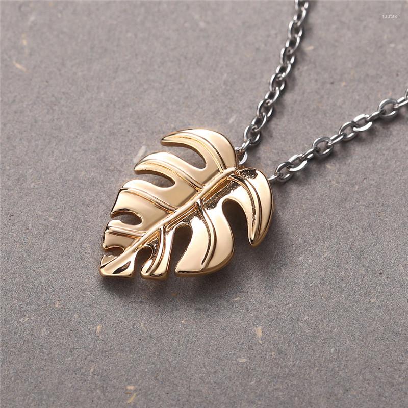 

Pendant Necklaces CAOSHI Luxury Gold Color/Silver Color Necklace For Women Delicate Leaf Shape Couples Jewelry Elegant Girls Accessories