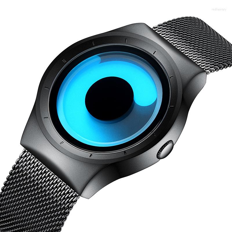 

Wristwatches Black Cool Watches For Men Minimalist Style Blue Dial Casual Fashion Mens Watch Holiday Gift Lover Stainless Steel, Bd0422-black