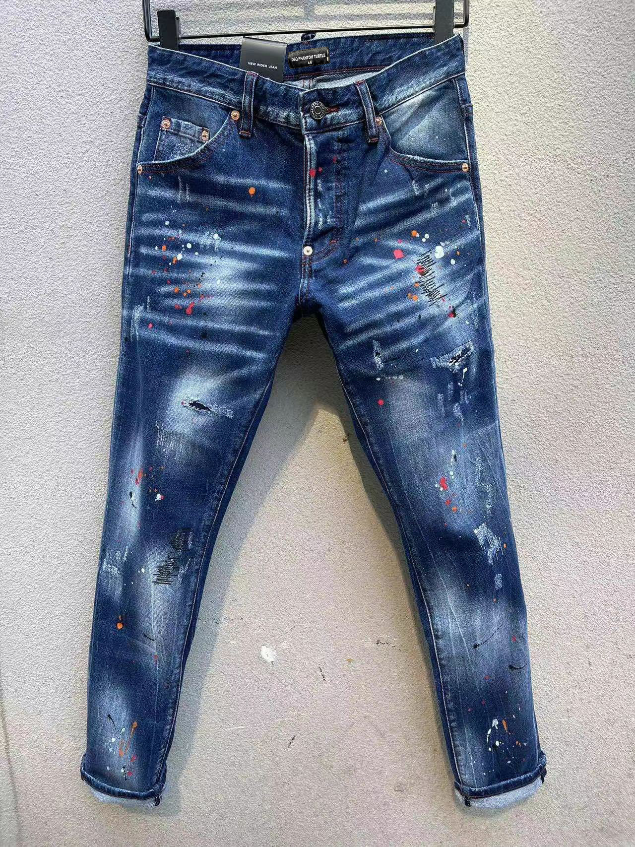 DSQ PHANTOM TURTLE Men's Jeans Classic Fashion Man Jeans Hip Hop Rock Moto Mens Casual Design Ripped Jeans Distressed Skinny Denim Biker Jeans