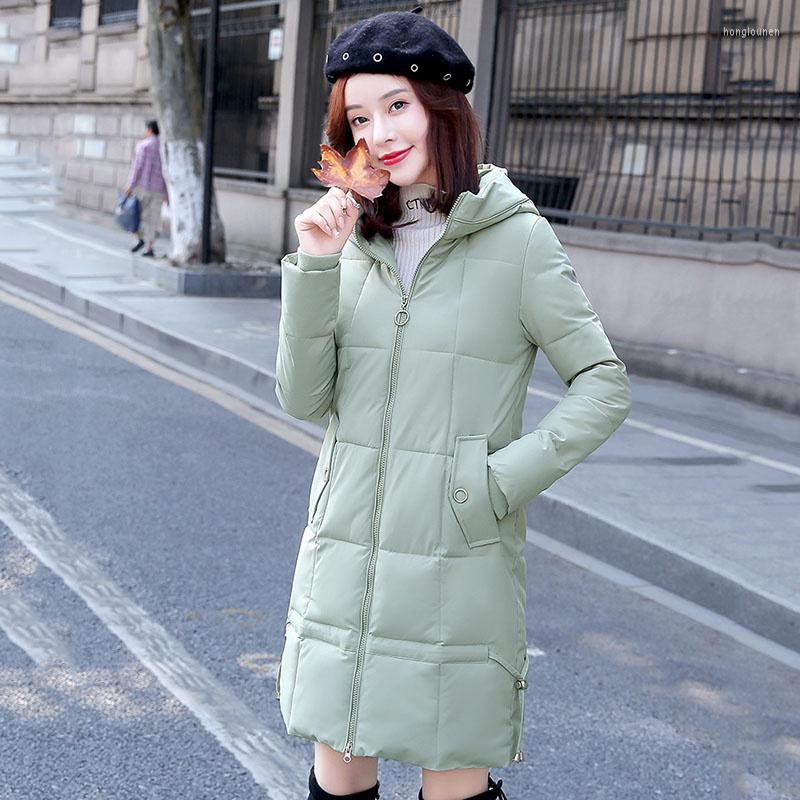 

Women's Trench Coats 2023 Winter Parkas Women Down Cotton Jacket Fashion Mid-length Hooded Slim Cotton-padded Warm Parka Female Outwear, Green