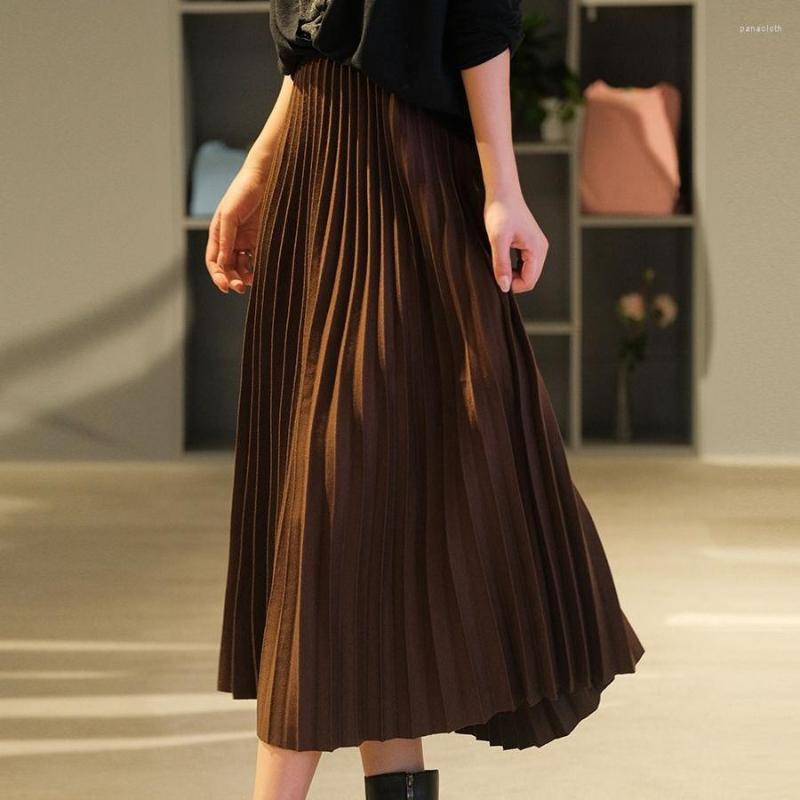 

Skirts 2023 Autumn Winter Women Fashion Solid Color Pleated Female High Waist Wool Ladies Midi Long Woolen N93, Qianka